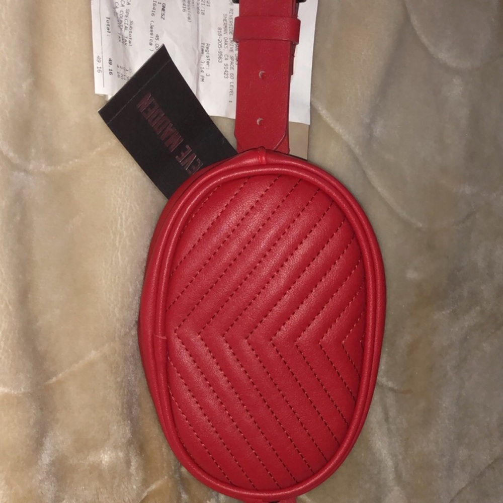Steve Madden red leather belt bag
